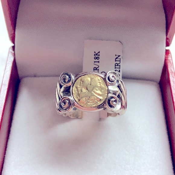 BJC 18k and Sterling silver vintage ring.